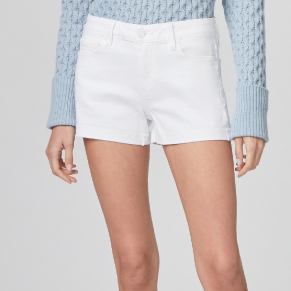 Paige Jimmy Jimmy Short Raw Hem Crisp White NWT